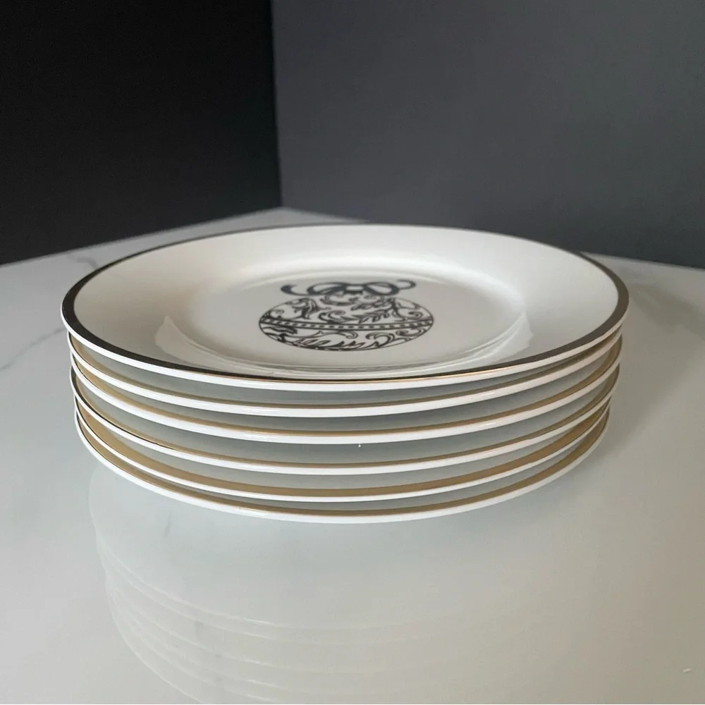 SET of 6 Gold Ornament Plates by Pier 1